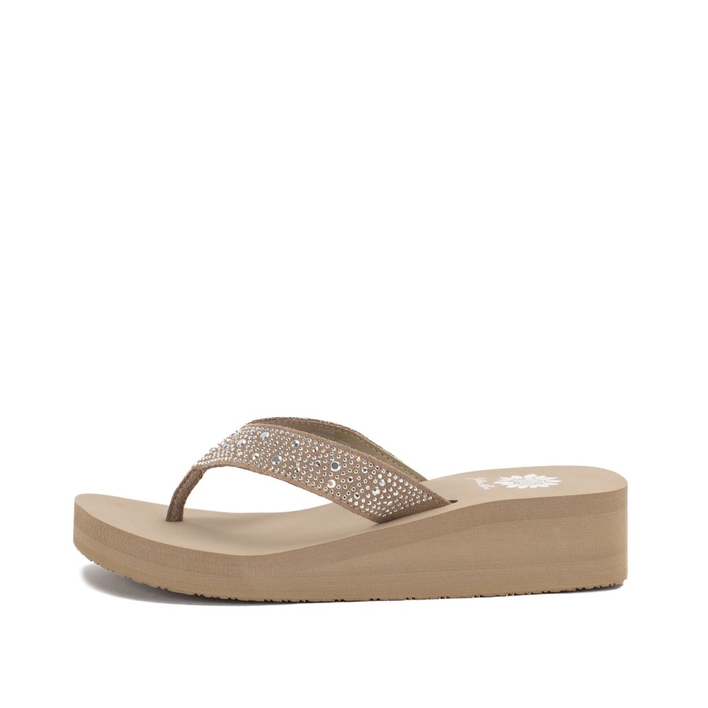 YELLOW BOX Africa TAUPE Wedge Sandal MEDIUM WIDTH NEW IN BOX